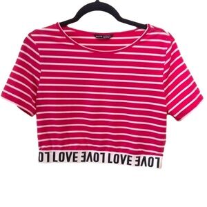 SHEIN crop top size XL, pink/ white striped